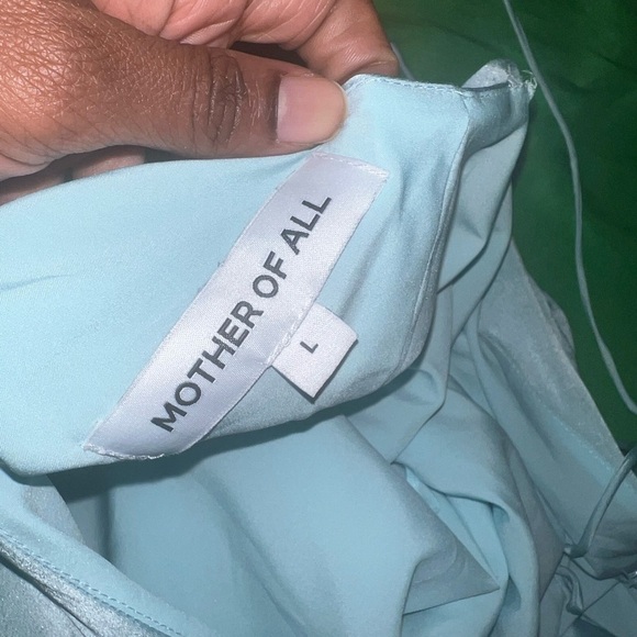 Mother of All Roxy Sleek Light Blue Satin Halter Dress size Large- Defects - Picture 8 of 8